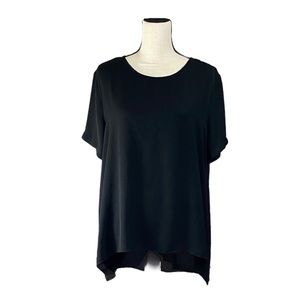 Attention Tunic Blouse Black Round Neck Size XL